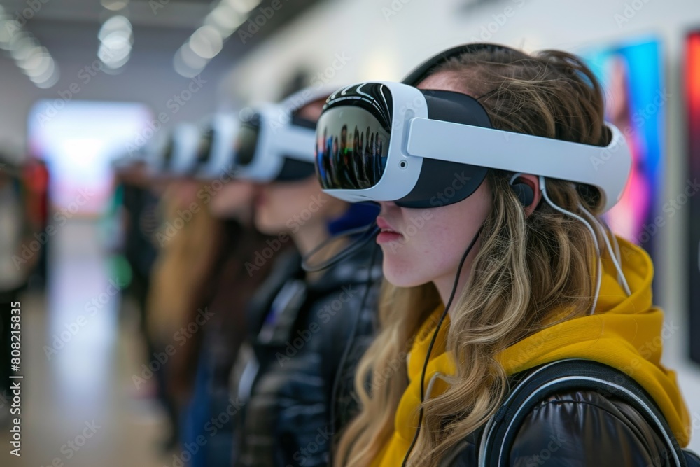 People Using Virtual Reality Technology created with Generative AI People Using Virtual Reality Technology created with Generative AI