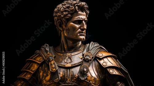 Statue of Roman general displaying power and detailed armor
