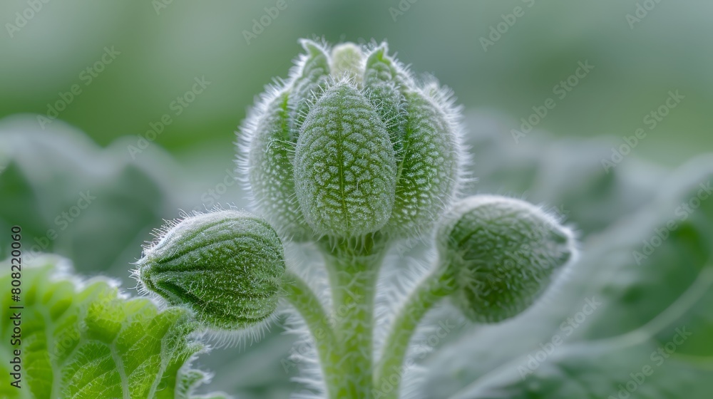 leaves crystal-clear, bud defined; background gently blurred leaves crystal-clear, bud defined; background gently blurred
