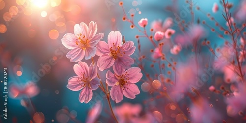 Pink Flowers Scattered in Grass