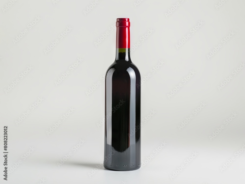 A red wine bottle on a white background. A red wine bottle on a white background.