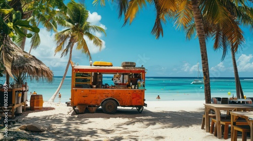 tropical caribbean cuisine food truck at a beach party © BALLERY ART