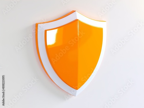 Free Download Orange shield on white wall. - GFXLoad