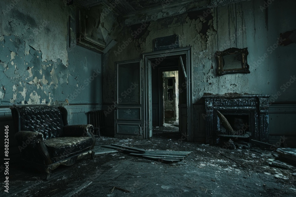 Decrepit Abandoned room. Scary empty inside. Generate Ai Decrepit Abandoned room. Scary empty inside. Generate Ai