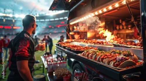 food truck serves hot dog 