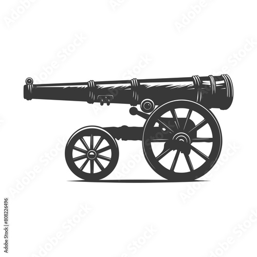 Silhouette vintage old cannon black color only