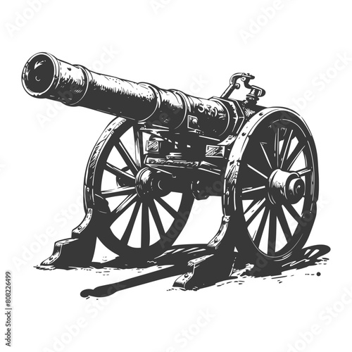 Silhouette vintage old cannon black color only