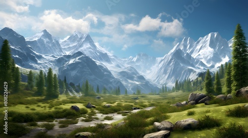 Panoramic view of the mountains in the Altai Republic.