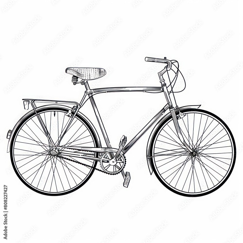 bicycle black outline, white background