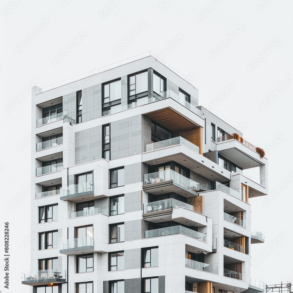 residential building, modern white color, white background