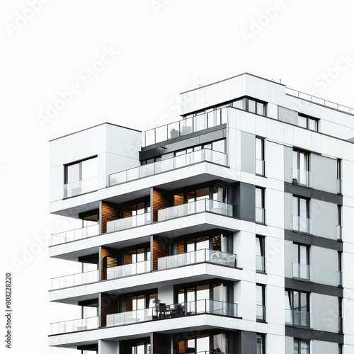 residential building, modern white color, white background