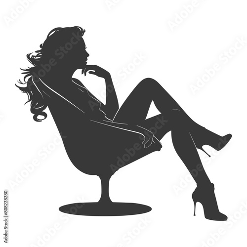 Silhouette woman sitting in the chair black color only