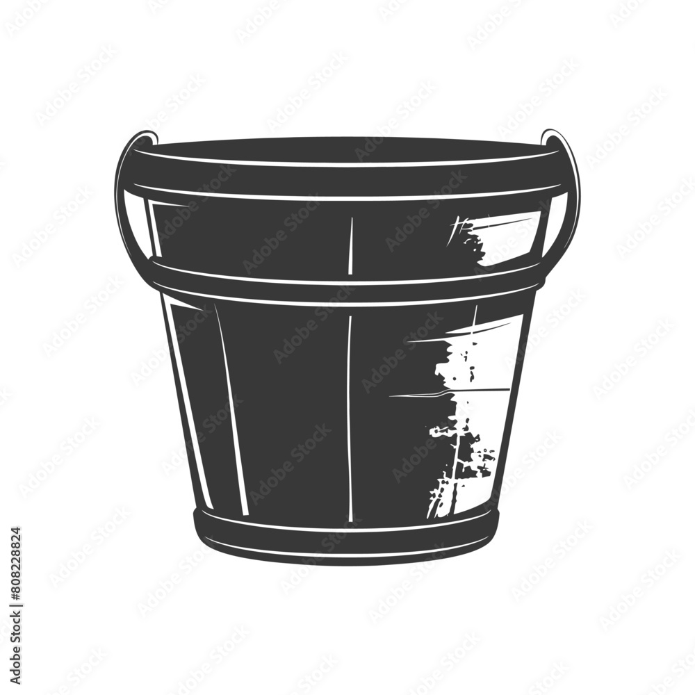 Silhouette wooden bucket black color only Silhouette wooden bucket black color only