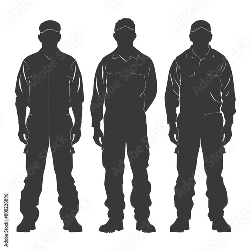 Silhouette Man Workers wearing jumpsuit black color only