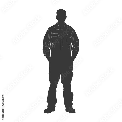 Silhouette Man Workers wearing jumpsuit black color only
