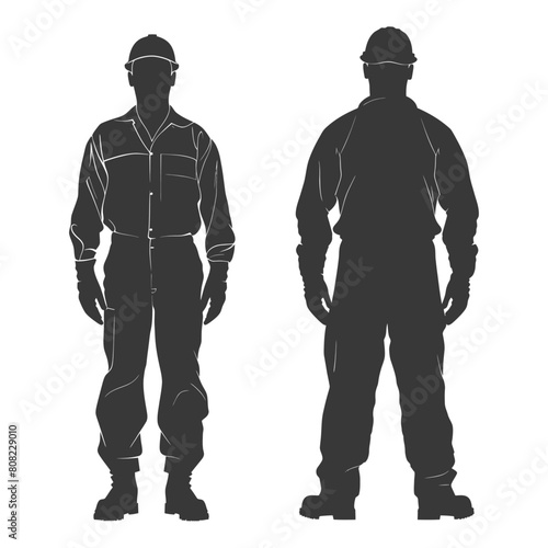 Silhouette Man Workers wearing jumpsuit black color only