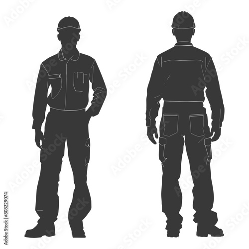 Silhouette Man Workers wearing jumpsuit black color only