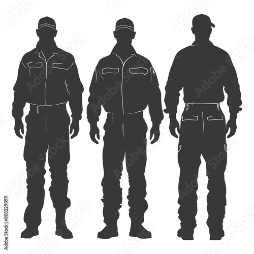 Silhouette Man Workers wearing jumpsuit black color only