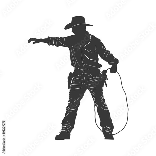 Silhouette zookeeper in action full body black color only