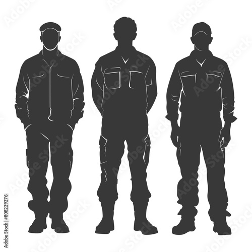 Silhouette Man Workers wearing jumpsuit black color only