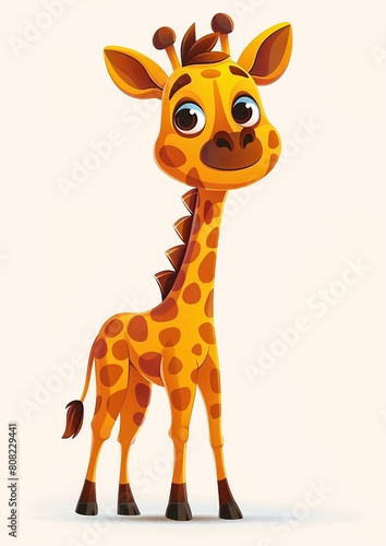 cartoon giraffe large head long neck poster spikes cub chest high standing spot cutout cute smiling city pictured shoulders