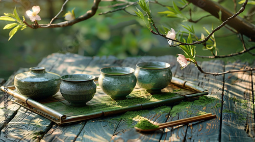 A tranquil Japanese matcha tea ceremony.