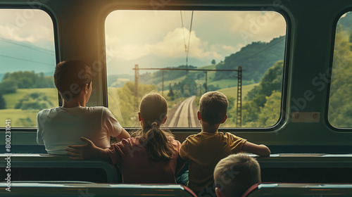 train ride with family across scenic bridges and rivers photo