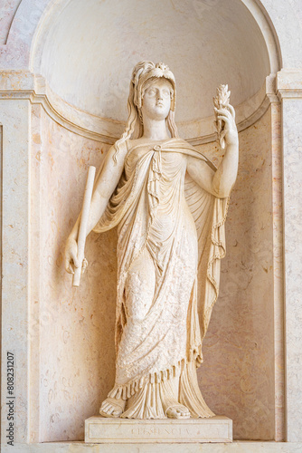 Canvas Print Stone statue representing clemency inside the Ajuda Palace in Lisbon, Portugal