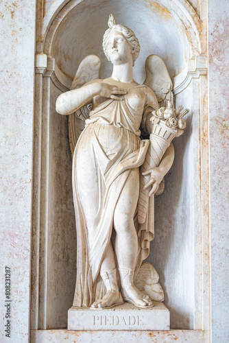 Obraz na plátně Stone statue representing piety inside the Ajuda Palace in Lisbon, Portugal