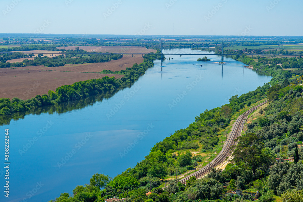 panoramic view of the Tagus River from the Jardim das Portas do Sol in the Portuguese city of Santarem-portugal.