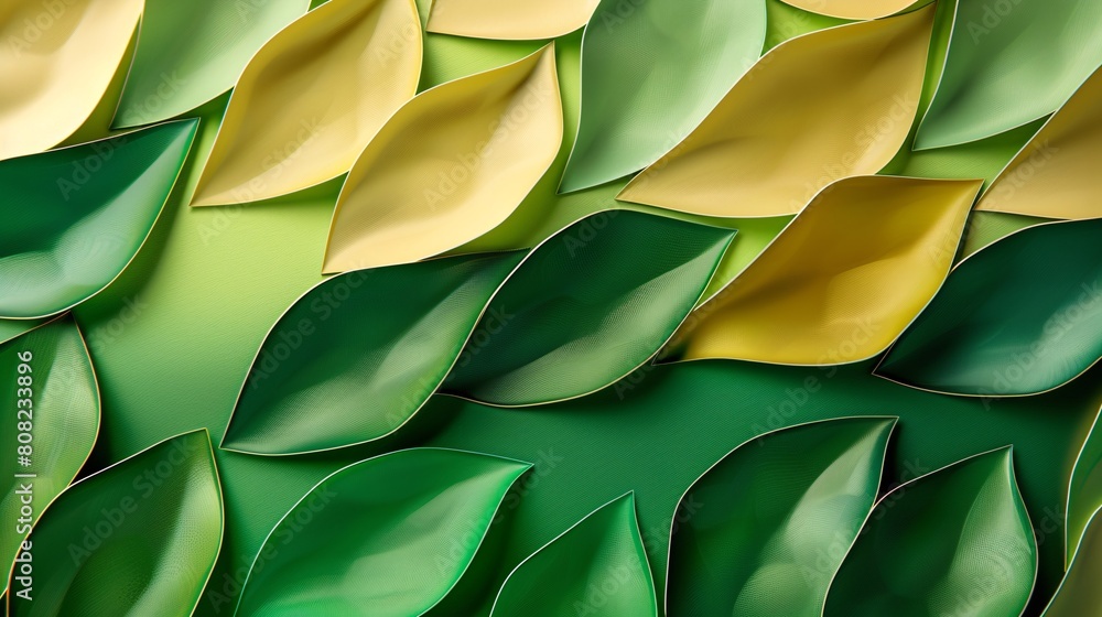 Obraz premium Abstract leaves create a unique wallpaper, a design that echoes natural patterns. Green artwork, a depiction of leaf textures.