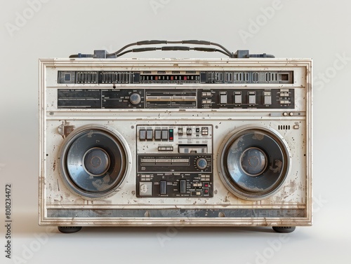 old boombox from 90s on white background