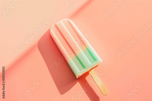 pastel peach and turquoise gradient popsicle on a pastel peach background