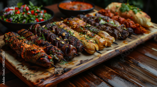 Grilled Delights Juicy Meat and Seasonal Vegetables on the Barbecue Savor the Flavor  Grilled Meat and Freshly Roasted Vegetables Barbecue Bliss Succulent Meat and Colorful Vegetable.