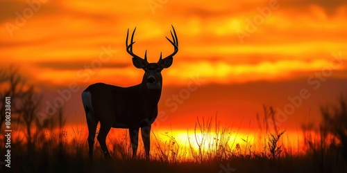 Nature s Grace  Whitetail Deer Buck Silhouette in Golden Twilight