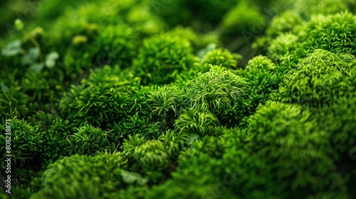 Beautiful green moss on the floor, moss closeup, macro. A beautiful background of moss for wallpaper