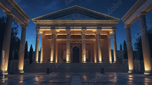 roman building  columns  rim lighting