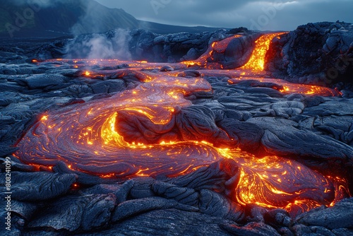 Fiery Majesty: A Nighttime Symphony of Lava