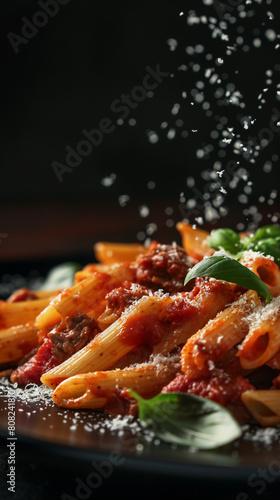 Penne with meat sauce and parmesan © nebari