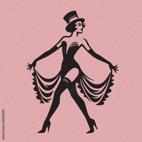 Cabaret dancers. 20s. Beautiful young woman in a beautiful dress.