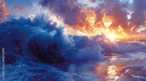 view wave breaking beach sunset stunning sunny lighting wall pastel carnal wet pisces illumination scan header photo