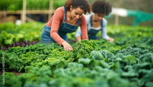 Wallpaper Mural Green salad harvesting moment. Two workers in the field collecting healthy broccoli plants. Agriculture industry and local small business concept image. Torontodigital.ca