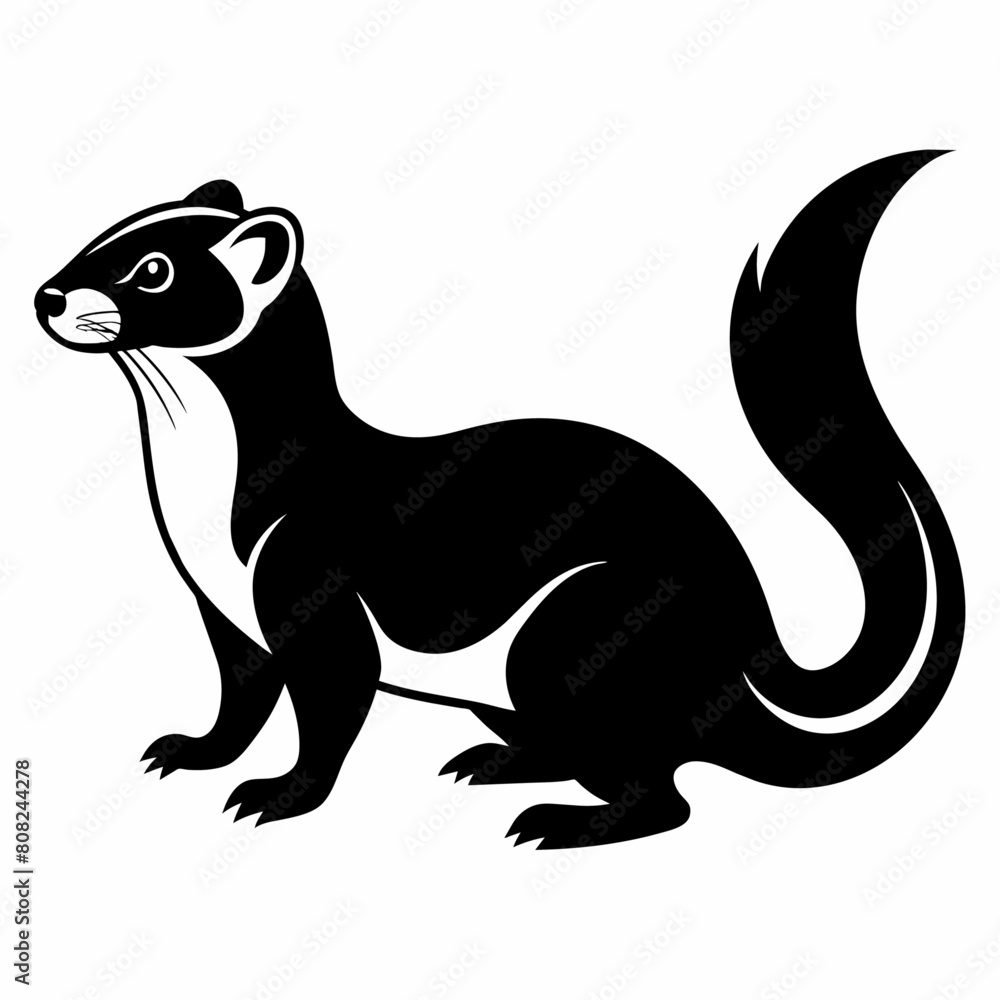 a ferret vector silhouette, in black color, against a solid white background (15)