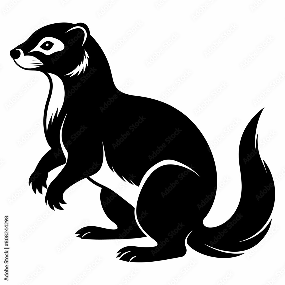 a ferret vector silhouette, in black color, against a solid white background (18)