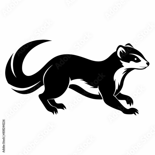 a ferret vector silhouette  in black color  against a solid white background  5 