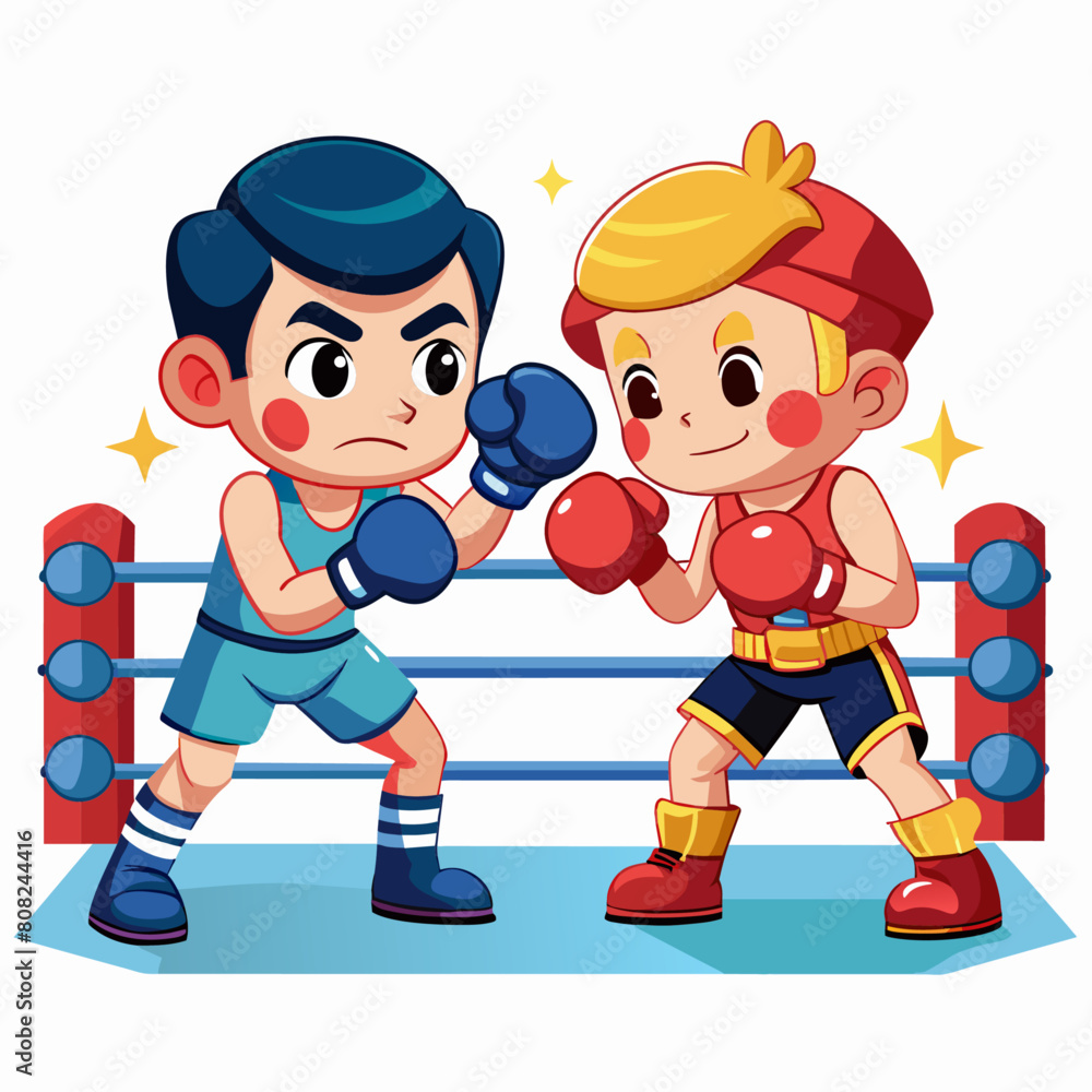 a high quality vector art illustration of 2 cartoon characters boxing on the boxing circle (13) a high quality vector art illustration of 2 cartoon characters boxing on the boxing circle (13)