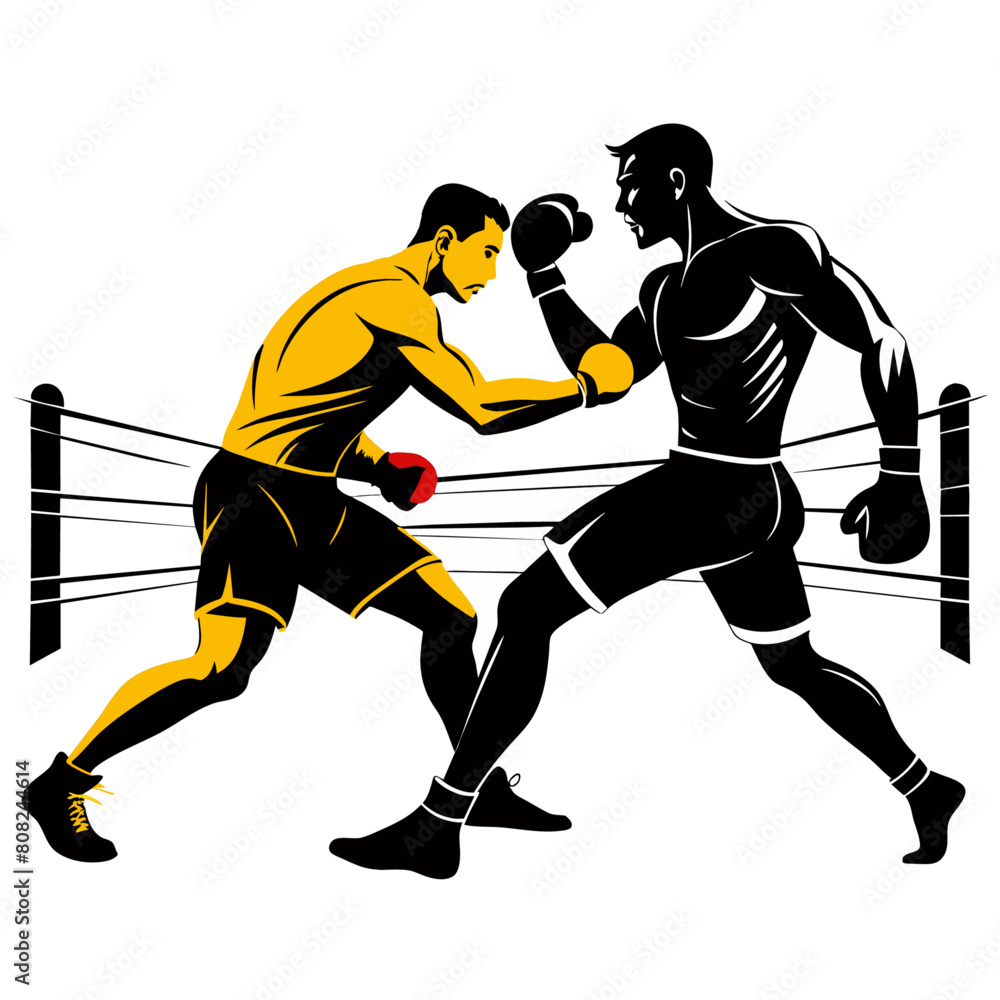 a minimalist boxing match featuring two men fighting in the boxing ring (7) a minimalist boxing match featuring two men fighting in the boxing ring (7)