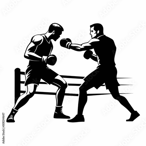 a minimalist boxing match featuring two men fighting in the boxing ring (13)