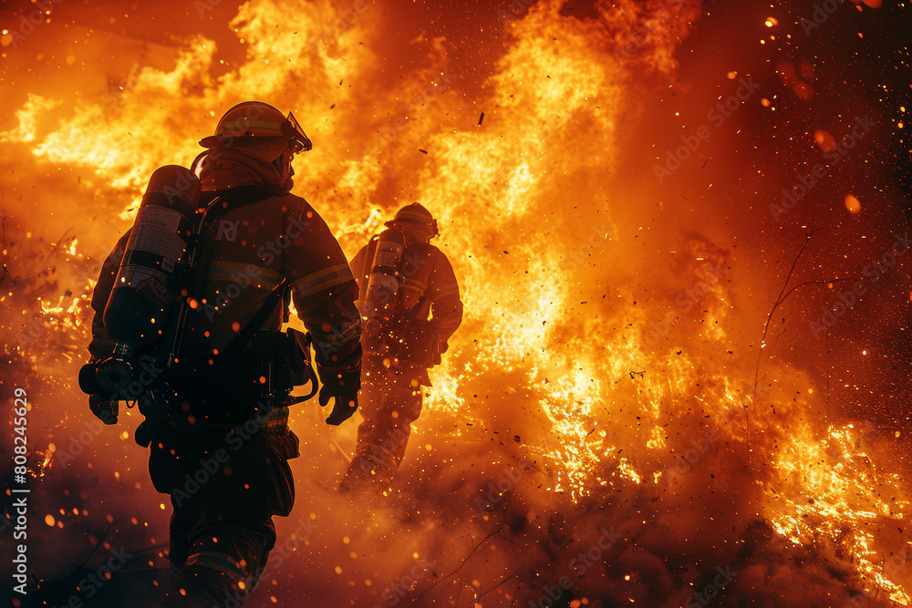 firefighters at raging fire firefighters at raging fire