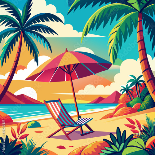 Sea beach vector art illustration  1 